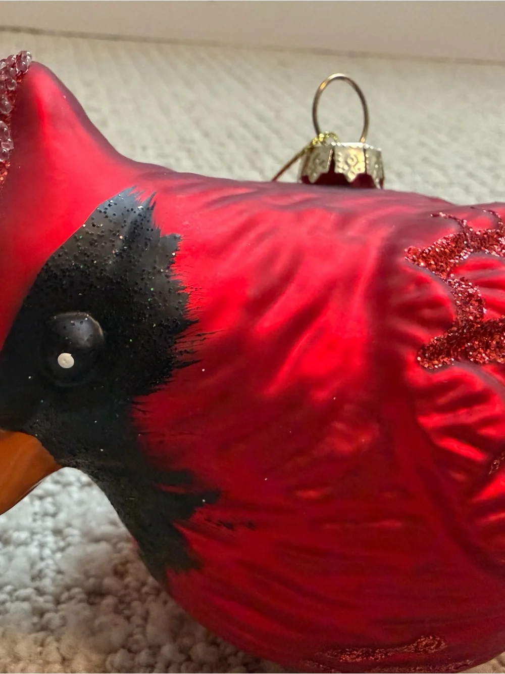 Northern Red Cardinal Bird Ornament Old World Christmas- glass